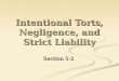 Intentional Torts, Negligence, and Strict Liability Section 5-2