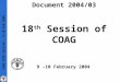 Document 2004/03 18 th Session of COAG 9 -10 February 2004 COAG 18th Session – 9-10 Feb 2004