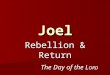 Joel Rebellion & Return The Day of the L ORD. Joel Reminder & Warning Devastation & Healing Rebellion & Return Question & Answer Joel 1:1-2:17Joel 2:18-3:21