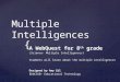 { Multiple Intelligences A WebQuest for 8 th grade (Science- Multiple Intelligences) Students will learn about the multiple intelligences Designed by Amy
