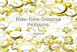 Rate-Time-Distance Problems Algebra Rate-Time-Distance Problems An object is in uniform motion when it moves without changing its speed, or rate. These