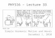 PHYS16 – Lecture 33 Simple Harmonic Motion and Waves December 1, 2010 Xkcd.com