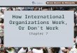 How International Organizations Work, Or Don’t Work Chapter 7