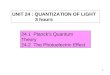 1 UNIT 24 : QUANTIZATION OF LIGHT 3 hours 24.1 Planck’s Quantum Theory 24.2 The Photoelectric Effect