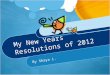 My New Years Resolutions of 2012 By Shaya L.. Definition of Resolution Resolution means… A firm decision to do or not to do something: She kept her resolution