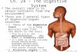Fig. 24-1, p. 864 Ch. 24 – The Digestive System The overall idea is to obtain nutrients from the environment There are 2 general types of digestive organs