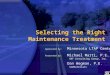 Selecting the Right Maintenance Treatment Sponsored by: Minnesota LTAP Center Presented by: Michael Marti, P.E. SRF Consulting Group, Inc. Dan Wegman,