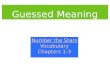 Guessed Meaning Number the Stars Vocabulary Chapters 1-3