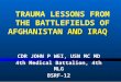 CDR JOHN P WEI, USN MC MD 4th Medical Battalion, 4th MLG BSRF-12 AND IRAQ TRAUMA LESSONS FROM THE BATTLEFIELDS OF AFGHANISTAN AND IRAQ