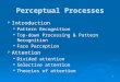1 Perceptual Processes  Introduction Pattern Recognition Pattern Recognition Top-down Processing & Pattern Recognition Top-down Processing & Pattern Recognition