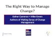 The Right Way to Manage Change? Esther Cameron + Mike Green Authors of Making Sense of Change Management Esther Cameron + Mike Green Authors of Making