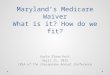 Maryland’s Medicare Waiver What is it? How do we fit? Gayle Olano Hurt April 21, 2015 CMSA of the Chesapeake Annual Conference