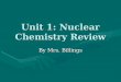 Unit 1: Nuclear Chemistry Review By Mrs. Billings