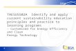 IBSA TAESUS502A Identify and apply current sustainability education principles and practice to learning programs - Customised for Energy Efficiency and