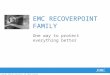 1© Copyright 2010 EMC Corporation. All rights reserved. EMC RECOVERPOINT FAMILY One way to protect everything better