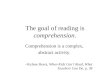 The goal of reading is comprehension. Comprehension is a complex, abstract activity. ~Kylene Beers, When Kids Can’t Read, What Teachers Can Do, p. 38