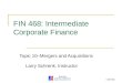 1 (of 22) FIN 468: Intermediate Corporate Finance Topic 10–Mergers and Acquisitions Larry Schrenk, Instructor