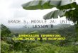 GRADE 5, MODULE 2A: UNIT 1, LESSON 8 SYNTHESIZING INFORMATION: LIVING THINGS IN THE RAINFOREST