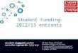 Student Funding 2012/13 entrants. Aim of presentation: What are the costs of going to university? What support is available to meet these costs? What