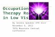 Occupational Therapy Role in Low Vision By Serena Speaker OTR SCLV November 8, 2013 TOTA Mountain Central Conference