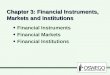 Chapter 3: Financial Instruments, Markets and Institutions Financial Instruments Financial Markets Financial Institutions Financial Instruments Financial
