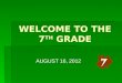 WELCOME TO THE 7 TH GRADE AUGUST 16, 2012. MS. SOMOZA  Welcome  Pledge of Allegiance