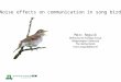 Noise effects on communication in song birds Marc Naguib Behavioural Ecology Group Wageningen University The Netherlands marc.naguib@wur.nl
