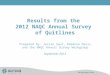Results from the 2012 NAQC Annual Survey of Quitlines Prepared by: Jessie Saul, RaeAnne Davis and the NAQC Annual Survey Workgroup September 2013