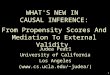 1 WHAT'S NEW IN CAUSAL INFERENCE: From Propensity Scores And Mediation To External Validity Judea Pearl University of California Los Angeles (judea/)