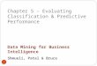 Chapter 5 – Evaluating Classification & Predictive Performance Data Mining for Business Intelligence Shmueli, Patel & Bruce 1