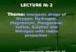 LECTURE № 2 Theme: Inorganic drugs of Oxygen, Hydrogen, Magnesium, Manganese, Iodine, Sulphur and Nitrogen with redox properties Associate prof. Mosula