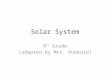 Solar System 8 th Grade (adapted by Mrs. Hubbard)