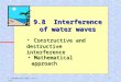 1© Manhattan Press (H.K.) Ltd. Constructive and destructive interference Mathematical approach Mathematical approach 9.8 Interference of water waves