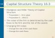 16-0 Capital Structure Theory 16.3 Modigliani and Miller Theory of Capital Structure Proposition I – firm value Proposition II – WACC The value of the