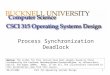 02/27/2004CSCI 315 Operating Systems Design1 Process Synchronization Deadlock Notice: The slides for this lecture have been largely based on those accompanying