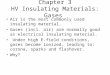 Chapter 3 HV Insulating Materials: Gases Air is the most commonly used insulating material. Gases (incl. air) are normally good as electrical insulating