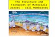 The Structure and Transport of Materials across - Cell Membranes