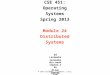 CSE 451: Operating Systems Spring 2013 Module 24 Distributed Systems Ed Lazowska lazowska@cs.washington.edu Allen Center 570 © 2013 Gribble, Lazowska,