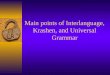 Main points of Interlanguage, Krashen, and Universal Grammar