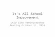 It’s All School Improvement LKSD Site Administrator Meeting October 11, 2014