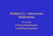 Module (1) – Intravenous Medications IV access IV Drug administration Calculating Drug doses