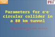 TLEP 1 Parameters for e + e - circular collider in a 80 km tunnel Marco Zanetti (MIT) Credits for material to Frank, Patrick et al