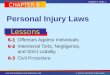 LAW FOR BUSINESS AND PERSONAL USE © SOUTH-WESTERN PUBLISHING Chapter 6 Slide 1 Personal Injury Laws 6-1 6-1Offenses Against Individuals 6-2 6-2Intentional