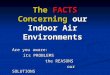 The FACTS Concerning our Indoor Air Environments Are you aware: its PROBLEMS the REASONS our SOLUTIONS