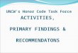 ACTIVITIES, PRIMARY FINDINGS & RECOMMENDATONS UNCW’s Honor Code Task Force