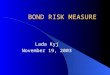 BOND RISK MEASURE Lada Kyj November 19, 2003. Bond Characteristics: Type of Issuer Governments (domestic, foreign, federal, and municipal), government