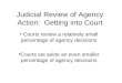 Judicial Review of Agency Action: Getting into Court Courts review a relatively small percentage of agency decisions Courts set aside an even smaller percentage