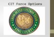 CIT Force Options. This course is designed as an Advanced CIT Class and suggested for those who have attended the 40 hour CIT training. This 8 hour course
