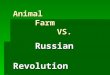 Animal Farm VS. Russian Revolution. Animal Farm Mr. Jones  Irresponsible to his animals (lets them starve)  Sometimes cruel-beats them with whip  Sometimes