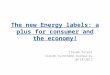 The new Energy labels: a plus for consumer and the economy! Claude Turmes claude.turmes@ep.europa.eu 10/10/2013